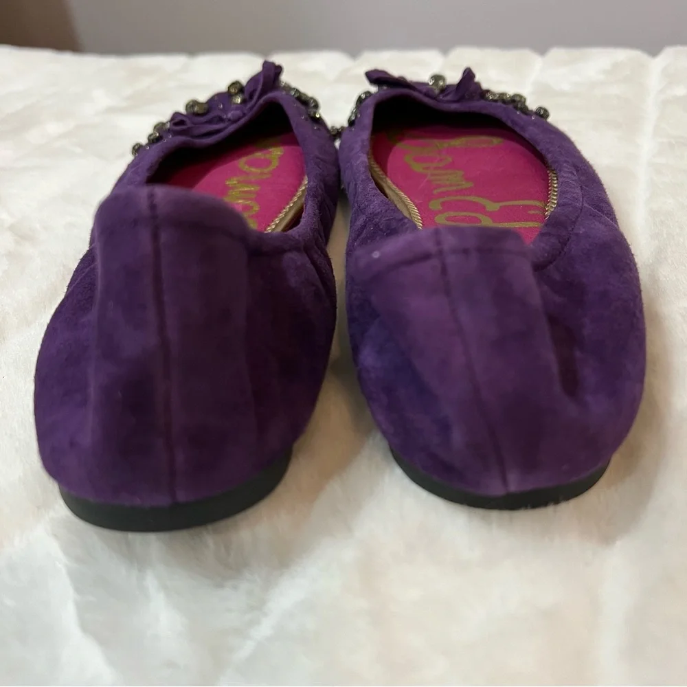 NEW Sam Edelman FERN Purple Suede Crystal Embellished Ballerina Flats